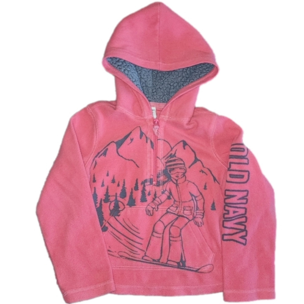 Old NAVY Pink and Grey Fleece Snowboarder Half-Zip Hoodie